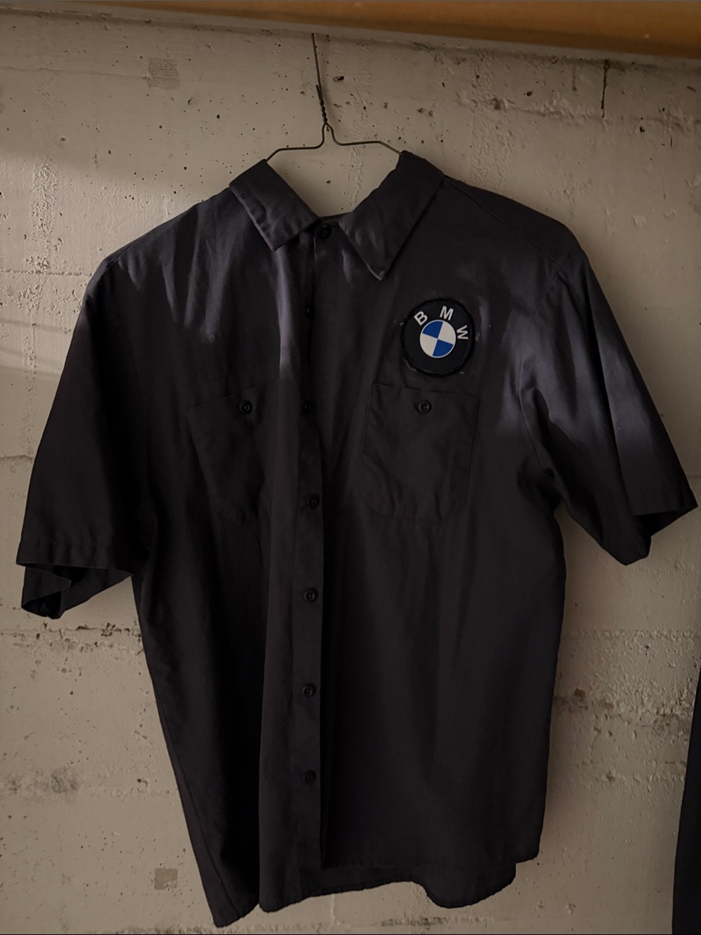 BMW Grey Short-Sleeve Button Down Shirt with Logo